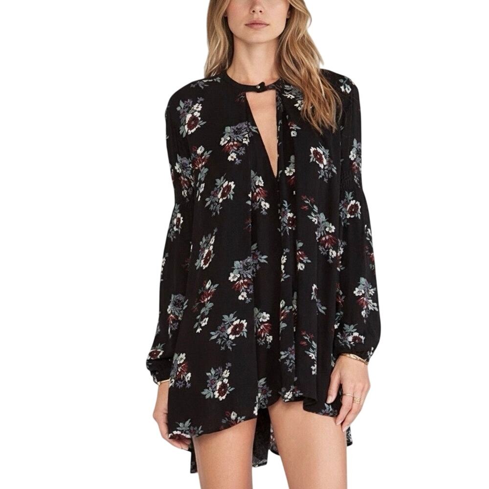 Free People Floral Swing Tunic Mini Dress - M